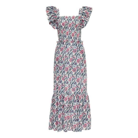 Anna Cate Dresses & Skirts - ANNA CATE Giselle Dress Blue Pink Floral Block Print Ruffle Smocked Maxi